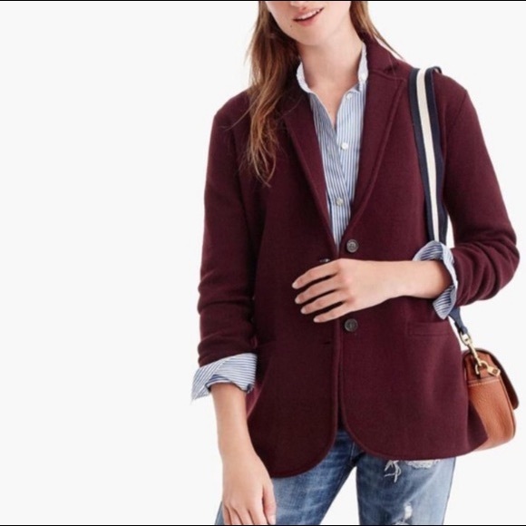 NWT J. Crew Eloise Burgundy Sweater Blazer